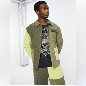 Reclaimed vintage men’s green corduroy patchwork jacket size Medium
